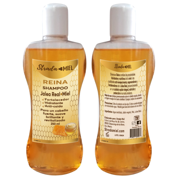 STRADA MIEL _SHAMPOO REINA MIEL Y JALEA REAL VENTA TIENDA ONLINE VISTA FRONTAL Y TRASERA